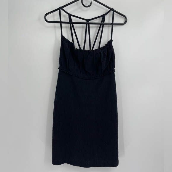 Free People beach black strappy mini dress size medium - Picture 1 of 9